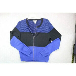 Banana Republic Women's Full Zip Sweater-Sz Large-Polyester and Wool